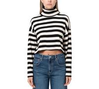 Mavi Señoras High Collar Jersey Shirt, Black Stripe, M