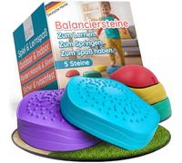 MAVIE & ME BALANCIERSTEINE KINDER 5ER SET - Piedras de equilibrio antideslizantes para niños para interior y exterior - Promueve la motricidad, el movimiento y el equilibrio - Piedras de río robustas