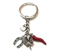 Mavijewel Llavero de hombre y mujer de acero con colgante cuerno de la suerte personalizado con texto / cuerno / cuerno / huella / árbol / mano de Fátima / búho / envío gratis plateado