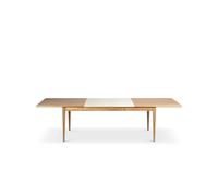 Mavis Mesa de comedor Höllviken Roble blanqueado con laca mate - 2 extensiones. MDF beige de 50 cm cada una