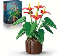 Mavo brix Anthurium Juego de construcción de anturios rojos y jarrón para adultos, compatible con la colección Lego Botanicals, linda decoración de plantas en maceta, regalo creativo de flores, a