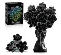 Mavo brix Set de Ramo de Rosas Negras, Colección Botánica de Flores Artificiales para Adultos, Decoración Gótica para el Hogar Mujeres y Niñas, 585 Piezas