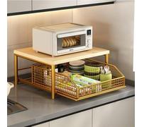 Mavoli Estante para Microondas De Cocina, Pequeño Soporte para Cafetera De Encimera con Cesta De Almacenamiento con Cajón, Organizador Resistente Que Ahorra Espacio para Cafetera, Cocina, Sala De