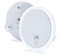 Mavoro Espejo retroiluminado de aumento con triple ventosa con luz y con 10 aumentos, espejo LED para pared, espejo compacto y portátil, espejo de maquillaje iluminado con aumento