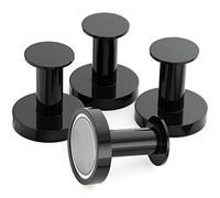 Mavoro Ganchos para Colgar Abrigos y Bolsos - Set de 4 Ganchos Negros con Imanes Potentes - Imanes de Neodimio 52 - Colgador de Pared con Cabezal Tipo Chincheta para Frigorífico, Taquilla