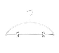 MAWA by Reston Lloyd - Percha Europea de Metal Antideslizante para Ropa, Soporte de Hombro Suave y Clips Ajustables para Pantalones, Juego de 5, Color Blanco