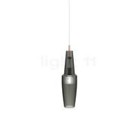 Mawa Gangkofner Pisa, lámpara de suspensión, vidrio ahumado/barra oro rosa/cable blanco