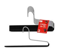 MAWA Juego de 50 Perchas para Pantalones y Pantalones de Tela para Ahorrar Espacio, 35 cm, Color Negro