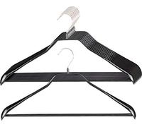 MAWA Percha Universal, 10 Piezas, con Soporte para Pantalones, Prendas Exteriores, Abrigos, Chaquetas y Pantalones, Gancho Giratorio, con Revestimiento Antideslizante, 46 cm, Negro