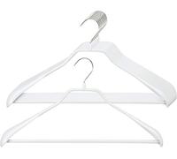 MAWA Percha Universal, 10 Piezas, con Soporte para Pantalones, Prendas Exteriores, Abrigos, Chaquetas y Pantalones, Gancho Giratorio, con Revestimiento Antideslizante, 42 cm, Blanco