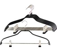 MAWA Perchas, 10 Piezas, Universal, Ahorra Espacio con Barra de Clip para Pantalones, Faldas y Tops, con Revestimiento Antideslizante, 41 cm, de Color Negro