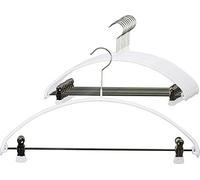 MAWA Perchas Antideslizantes Que Ahorran Espacio, Modelo Economic PK, con Barra y Pinzas, para Camisetas, Pantalones, Faldas y Tops, Giratorias 360°, 40cm, Blanco