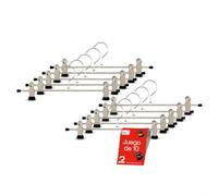 MAWA Perchas con Clips, Set de 10 Perchas Ahorra Espacio con Clips Antideslizantes, Pantalones y Faldas, Gancho Giratorio 360°, 30 cm, Negro, Fabricado en Alemania