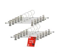 MAWA Perchas con Clips, Set de 10 Perchas Ahorra Espacio con Clips Antideslizantes, Pantalones y Faldas, Gancho Giratorio 360°, 30 cm, Platedo, Fabricado en Alemania