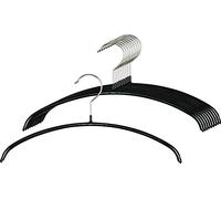 MAWA Perchas de Ropa, para Niños, Economic P, Set de 10 Unidades, Antideslizantes Que Ahorran Espacio, Metálicas, para Camisetas y Jerséis, Giratorias 360°, 30 cm, Negro