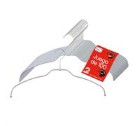 MAWA Perchas Light, Set de 100 50% Perchas Ahorra Espacio y Antideslizantes, Ideales para Camisas y Blusas, Gancho Giratorio 360° con Revestimiento Antideslizante, 42 cm, Platedo