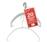 MAWA Perchas Light, Set de 20 Perchas Ahorra Espacio y Antideslizantes, Ideales para Camisetas, Tops y Suéteres Ligeros, Gancho Giratorio 360°, 40 cm, Blanco