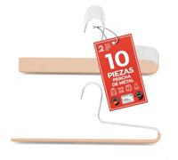MAWA Perchas para Pantalones, Set de 10 Perchas Ahorra Espacio, Ideales para Jeans, Pantalones de Tela y de Traje, Barra con Revestimiento Antideslizante, 35 cm, Latte Macchiato