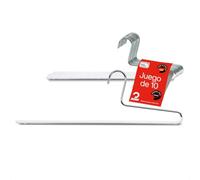 MAWA Perchas para Pantalones, Set de 10 Perchas Ahorra Espacio, Ideales para Jeans, Pantalones de Tela y de Traje, Barra con Revestimiento Antideslizante, 35 cm, Blanco