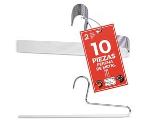 MAWA Perchas para Pantalones, Set de 10 Perchas Ahorra Espacio, Ideales para Jeans, Pantalones de Tela y de Traje, Barra con Revestimiento Antideslizante, 35 cm, Blanco