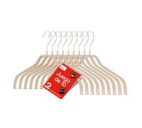 MAWA Perchas, Set de 10 Perchas Ahorra Espacio y Antideslizantes, Ideales para Camisas y Blusas, Gancho Giratorio 360°, Revestimiento Antideslizante, 41 cm, Latte