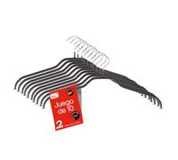 MAWA Perchas, Set de 10 Perchas Ahorra Espacio y Antideslizantes, Ideales para Camisas y Blusas, Gancho Giratorio 360°, Revestimiento Antideslizante, 45 cm, Negro