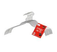 MAWA Perchas, Set de 10 Perchas Ahorra Espacio y Antideslizantes, Ideales para Camisas y Blusas, Gancho Giratorio 360°, Revestimiento Antideslizante, 41 cm, Platedo