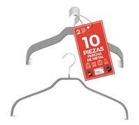 MAWA Perchas, Set de 10 Perchas Ahorra Espacio y Antideslizantes, Ideales para Camisas y Blusas, Gancho Giratorio 360°, Revestimiento Antideslizante, 41 cm, Gris Piedra