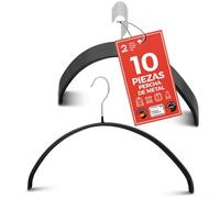 MAWA Perchas, Set de 10 Perchas Ahorra Espacio y Antideslizantes, Ideales para Camisetas y Suéteres, Gancho Giratorio 360°, Revestimiento Antideslizante, 40 cm, Negro