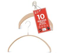 MAWA Perchas, Set de 10 Perchas Ahorra Espacio y Antideslizantes, Ideales para Camisetas y Suéteres, Gancho Giratorio 360°, Revestimiento Antideslizante, 40 cm, Latte