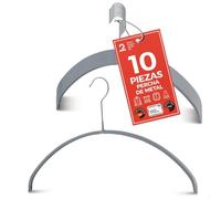 MAWA Perchas, Set de 10 Perchas Ahorra Espacio y Antideslizantes, Ideales para Camisetas y Suéteres, Gancho Giratorio 360°, Revestimiento Antideslizante, 40 cm, Platedo