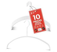 MAWA Perchas, Set de 10 Perchas Ahorra Espacio y Antideslizantes, Ideales para Camisetas y Suéteres, Gancho Giratorio 360°, Revestimiento Antideslizante, 40 cm, Blanco