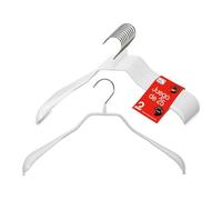 MAWA Perchas, Set de 10 Perchas Metálicas Ergonómicas, Ideales para Abrigos, Chaquetas, Blazers y Trajes, Gancho Giratorio 360°, Revestimiento Antideslizante, 38 cm, Blanco