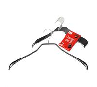 MAWA Perchas, Set de 10 Perchas Metálicas Ergonómicas, Ideales para Abrigos, Chaquetas, Blazers y Trajes, Gancho Giratorio 360°, Revestimiento Antideslizante, 38 cm, Negro