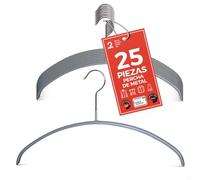 MAWA Perchas, Set de 25 Perchas Ahorra Espacio y Antideslizantes, Ideales para Camisetas y Suéteres, Gancho Giratorio 360°, Revestimiento Antideslizante, 36 cm, Platedo