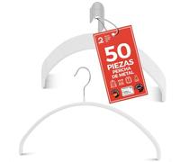 MAWA Perchas, Set de 25 Perchas Ahorra Espacio y Antideslizantes, Ideales para Camisetas y Suéteres, Gancho Giratorio 360°, Revestimiento Antideslizante, 36 cm, Blanco