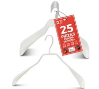 MAWA Perchas, Set de 25 Perchas Metálicas Ergonómicas, Ideales para Abrigos, Chaquetas, Blazers y Trajes, Gancho Giratorio 360°, Revestimiento Antideslizante, 42 cm, Blanco