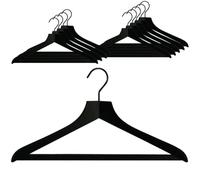 MAWA Perchas, Versatiles, con Barra Antideslizante, Madera de Haya, Certificado FSC®, Ideal para Tops, Pantalones y Faldas, Robustas y Sostenibles, Negro Lacado, 45 cm, 10 Piezas
