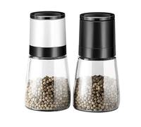 MAWERDCXG Molinillo Pimienta Configuración de Amoladora Sal y Pimienta Ajustable Recargable Marina Shaker condimento Molinillo Negra Juego 2