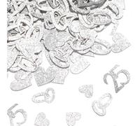 mawmuaw 300 unidades de confeti de plata para boda, 25 unidades, decoración de mesa de bodas plateadas, confeti brillante, decoración para 25 cumpleaños, decoración de 25 cumpleaños, decoración de