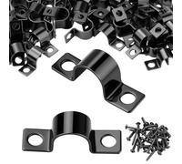 mawmuaw 60 Piezas Abrazaderas en U 10 mm con 120 Piezas Tornillos Abrazaderas Metalicas para Tubos Acero al Carbono Abrazadera de Soporte en U 2 Agujeros Abrazadera Correa de Tubo para 10 mm Cables