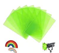 mawmuaw 8 láminas de color verde neón, resistentes al calor, para lámparas LED y flash de estudio, filtro de color A4, corrección de color, color verde neón, transparente, láminas de gel para fotos