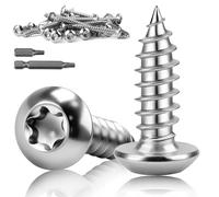 mawmuaw M5x25 mm Tornillo Torx Inox, 60 Piezas Tornillos de Cabeza Bombada Autorroscante M5 Acero Inoxidable A2 V2A ISO 7380 con Punta, Rosca Completa para Exteriores, Automóviles y Montaje Metálico