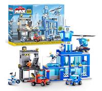 MAX Adventure Central de policía (889 Piezas) Juguetes de Bloques de construcción para niños Mayores de 5 años CREA vehículos y más Abre Descubre