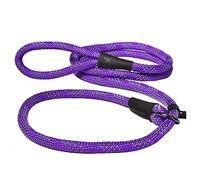 Max and Neo Cuerda antideslizante de plomo reflectante de 5 pies - Donamos una correa a un perro de rescate para cada correa vendida (5 pies x 1/3 pulgadas perro pequeño, morado)