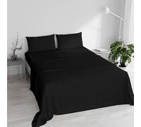 Max Color Juego de Cama, 100% algodón, Color Liso, Negro, 2 Personas