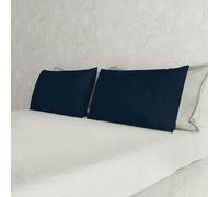 MAX Color Pareja de Fundas de Almohada, 100% Algodón, Azul Oscuro, 52x82cm
