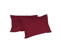 MAX Color Pareja de Fundas de Almohada, 100% Algodón, Burdeos, 52 X 82 Cm