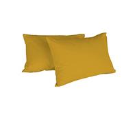 MAX Color Pareja de Fundas de Almohada, 100% Algodón, Mostaza, 52 X 82 Cm
