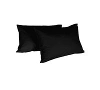 MAX Color Pareja de Fundas de Almohada, 100% Algodón, Negro, 52 X 82 Cm